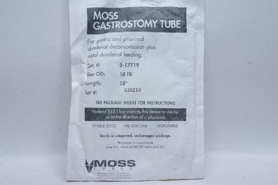 Moss 5-17719 Gastrostomy Tube 18Fr. x 18 inch